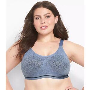 NWT Cacique Cotton Unlined Full Coverage No-Wire Scoop Bra With Lace 44D